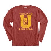 USC Trojans Men's Cardinal Vintage Trophy Dyed Ringspun Long Sleeve T-Shirt